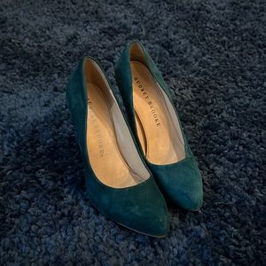 Audrey Brooke Teal Suede Pumps